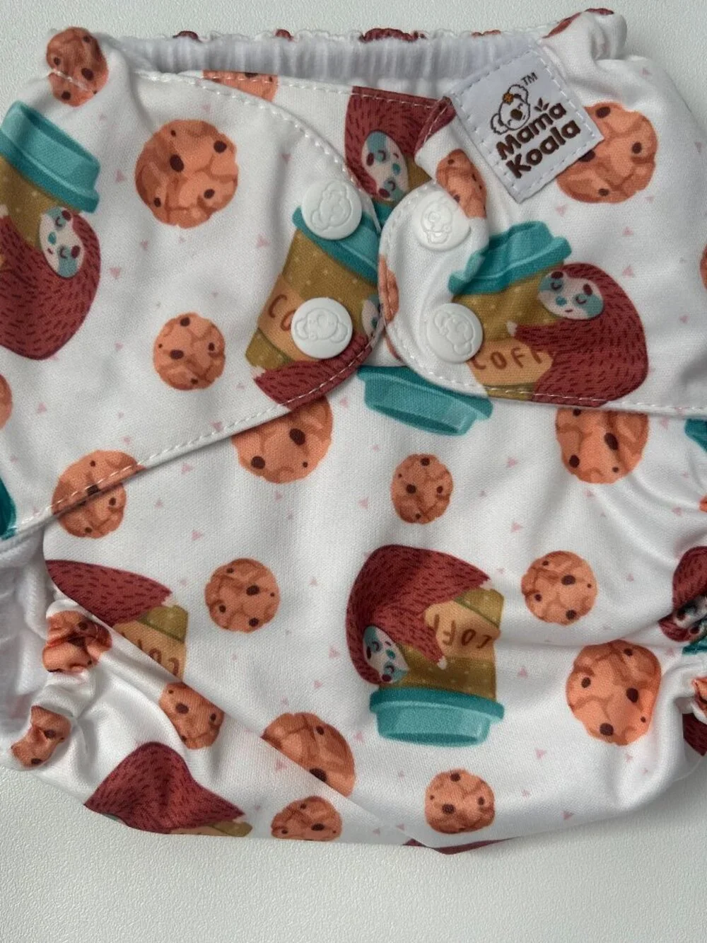 Mama Koala Coffee Sloth Cookie Pocket Cloth Diaper OS No Insert NEW